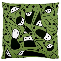 Playful Abstract Art - Green Standard Flano Cushion Case (two Sides) by Valentinaart