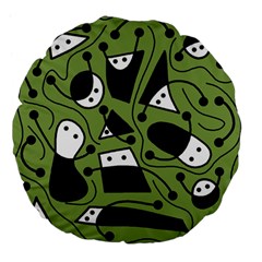 Playful Abstract Art - Green Large 18  Premium Flano Round Cushions by Valentinaart