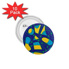 Playful Abstract Art - Blue And Yellow 1 75  Buttons (10 Pack) by Valentinaart