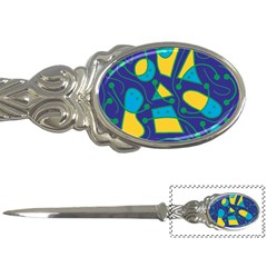 Playful Abstract Art - Blue And Yellow Letter Openers by Valentinaart