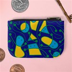 Playful abstract art - blue and yellow Mini Coin Purses Back