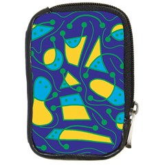 Playful Abstract Art - Blue And Yellow Compact Camera Cases by Valentinaart