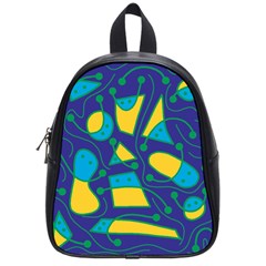 Playful Abstract Art - Blue And Yellow School Bags (small)  by Valentinaart