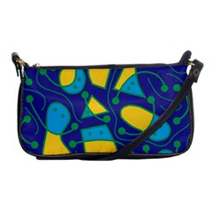 Playful Abstract Art - Blue And Yellow Shoulder Clutch Bags by Valentinaart