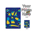 Playful abstract art - blue and yellow Playing Cards 54 (Mini)  Front - Spade2