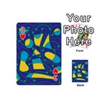 Playful abstract art - blue and yellow Playing Cards 54 (Mini)  Front - Heart3