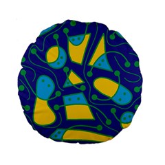 Playful Abstract Art - Blue And Yellow Standard 15  Premium Round Cushions by Valentinaart