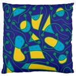 Playful abstract art - blue and yellow Standard Flano Cushion Case (Two Sides) Front