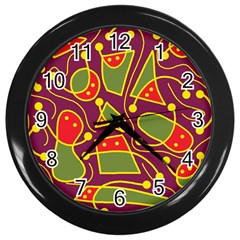 Playful Decorative Abstract Art Wall Clocks (black) by Valentinaart