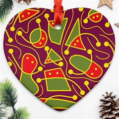 Playful Decorative Abstract Art Heart Ornament (2 Sides) by Valentinaart