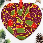 Playful decorative abstract art Heart Ornament (2 Sides) Front