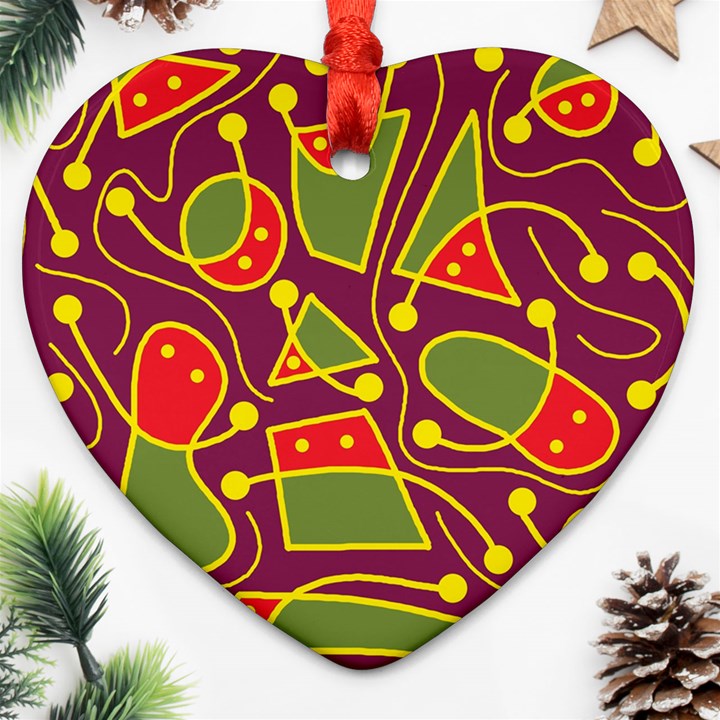 Playful decorative abstract art Heart Ornament (2 Sides)