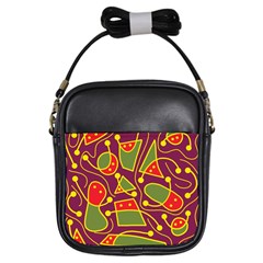 Playful Decorative Abstract Art Girls Sling Bags by Valentinaart