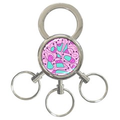 Playful Abstract Art - Pink 3-ring Key Chains by Valentinaart