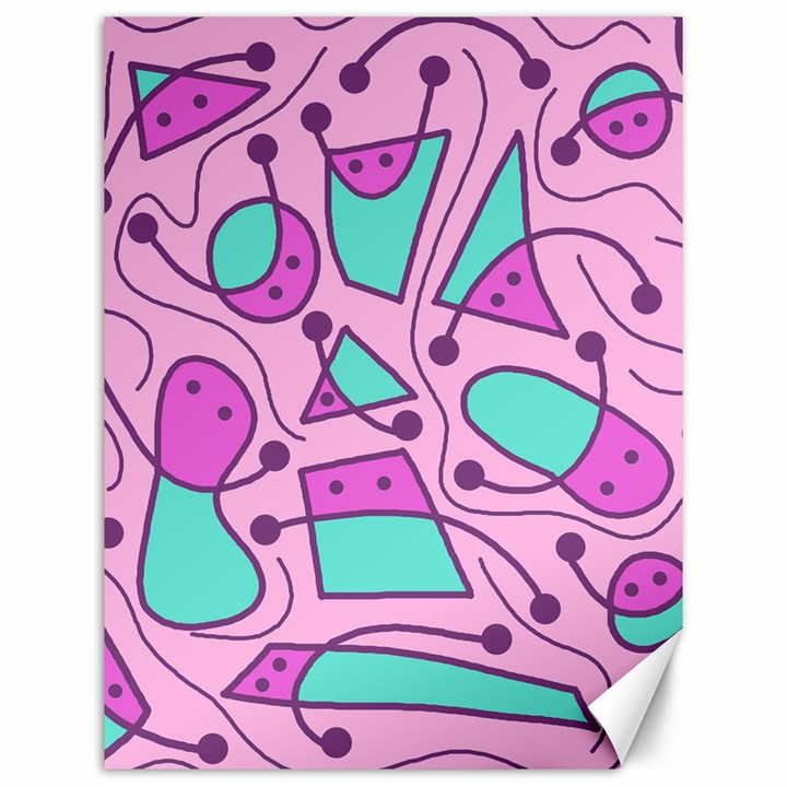 Playful abstract art - pink Canvas 12  x 16  