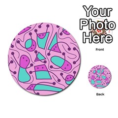 Playful Abstract Art - Pink Multi-purpose Cards (round)  by Valentinaart