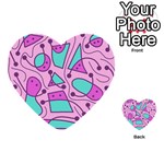 Playful abstract art - pink Multi-purpose Cards (Heart)  Front 40