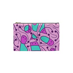 Playful Abstract Art - Pink Cosmetic Bag (small)  by Valentinaart