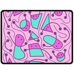 Playful Abstract Art - Pink Fleece Blanket (large)  by Valentinaart