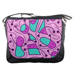 Playful Abstract Art - Pink Messenger Bags by Valentinaart