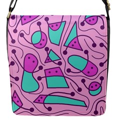 Playful Abstract Art - Pink Flap Messenger Bag (s) by Valentinaart