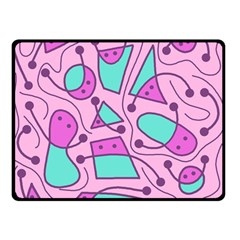 Playful Abstract Art - Pink Double Sided Fleece Blanket (small)  by Valentinaart