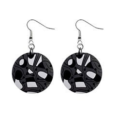 Playful Abstract Art - Gray Mini Button Earrings by Valentinaart