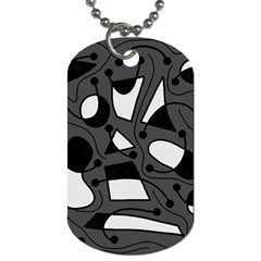 Playful Abstract Art - Gray Dog Tag (two Sides) by Valentinaart