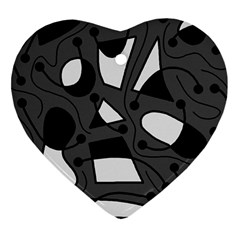 Playful Abstract Art - Gray Heart Ornament (2 Sides) by Valentinaart