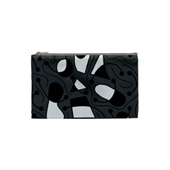 Playful Abstract Art - Gray Cosmetic Bag (small)  by Valentinaart