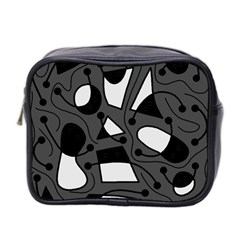 Playful Abstract Art - Gray Mini Toiletries Bag 2-side by Valentinaart