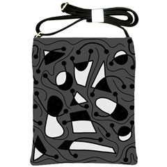 Playful Abstract Art - Gray Shoulder Sling Bags by Valentinaart