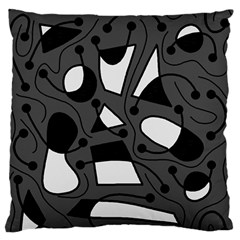 Playful Abstract Art - Gray Large Flano Cushion Case (one Side) by Valentinaart