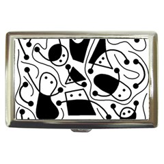 Playful Abstract Art - White And Black Cigarette Money Cases by Valentinaart