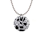 Playful abstract art - white and black Button Necklaces Front