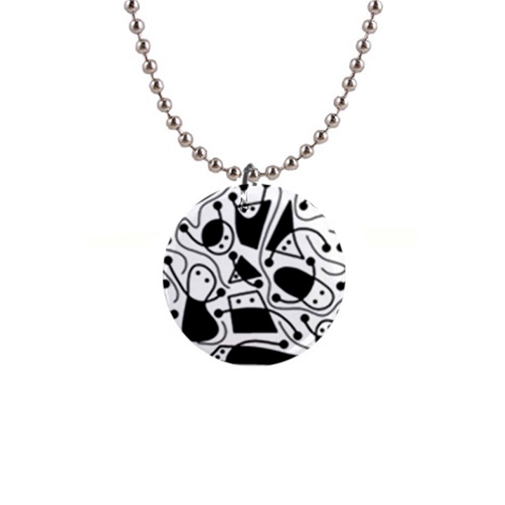 Playful abstract art - white and black Button Necklaces