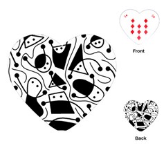 Playful Abstract Art - White And Black Playing Cards (heart)  by Valentinaart