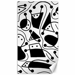 Playful Abstract Art - White And Black Canvas 40  X 72  