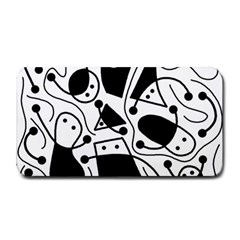 Playful Abstract Art - White And Black Medium Bar Mats by Valentinaart