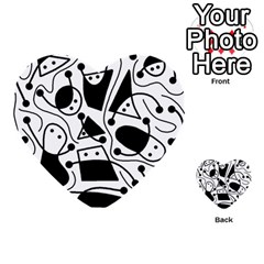 Playful Abstract Art - White And Black Multi-purpose Cards (heart) 