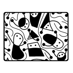 Playful Abstract Art - White And Black Fleece Blanket (small) by Valentinaart