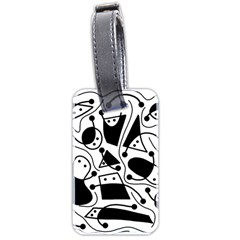 Playful Abstract Art - White And Black Luggage Tags (two Sides) by Valentinaart