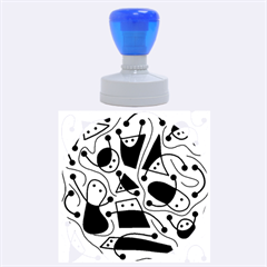 Playful Abstract Art - White And Black Rubber Round Stamps (large) by Valentinaart