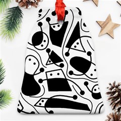 Playful Abstract Art - White And Black Bell Ornament (2 Sides)