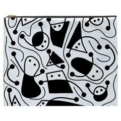 Playful Abstract Art - White And Black Cosmetic Bag (xxxl)  by Valentinaart