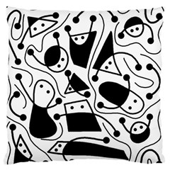 Playful Abstract Art - White And Black Standard Flano Cushion Case (one Side) by Valentinaart