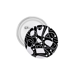 Playful Abstract Art - Black And White 1 75  Buttons