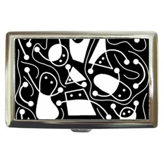 Playful Abstract Art - Black And White Cigarette Money Cases by Valentinaart