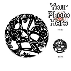 Playful Abstract Art - Black And White Playing Cards 54 (round) 