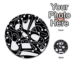 Playful Abstract Art - Black And White Multi-purpose Cards (round)  by Valentinaart